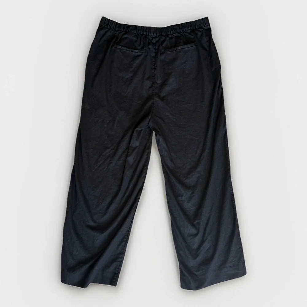 Banana Republic Hayden Wide Leg Pants Sz XL Black Linen Blend Pull On High Rise